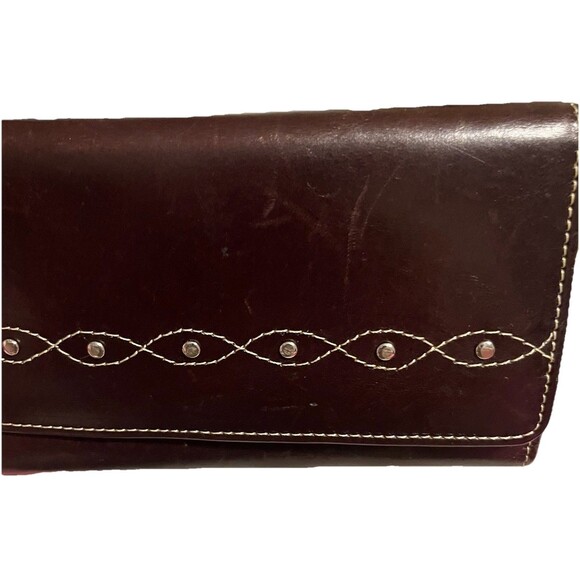 Pardo & Negro Genuine Leather Women's Wallet Brown with Turquoise Organizer GUC - Picture 14 of 16